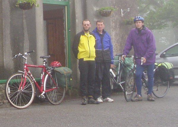 At the front of the Youth Hostel in the mist.